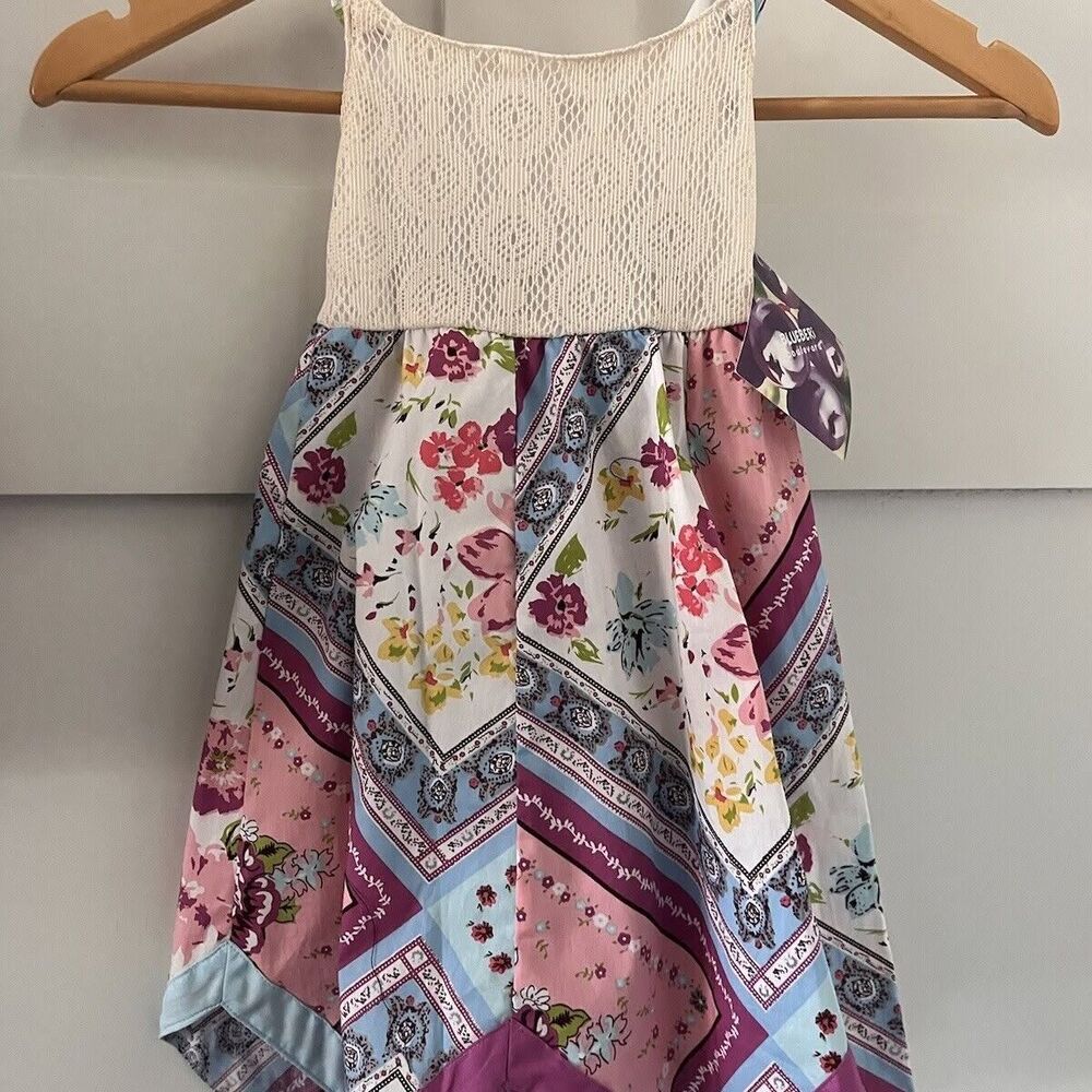 NWT New Blueberi Boulevard Girls Toddler Dress Hankerchief Hem Garden Floral 2T